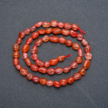 Carnelian and Sardonyx Beads on Thread, Heishi Tumbled 8×6mm, 40cm Length +