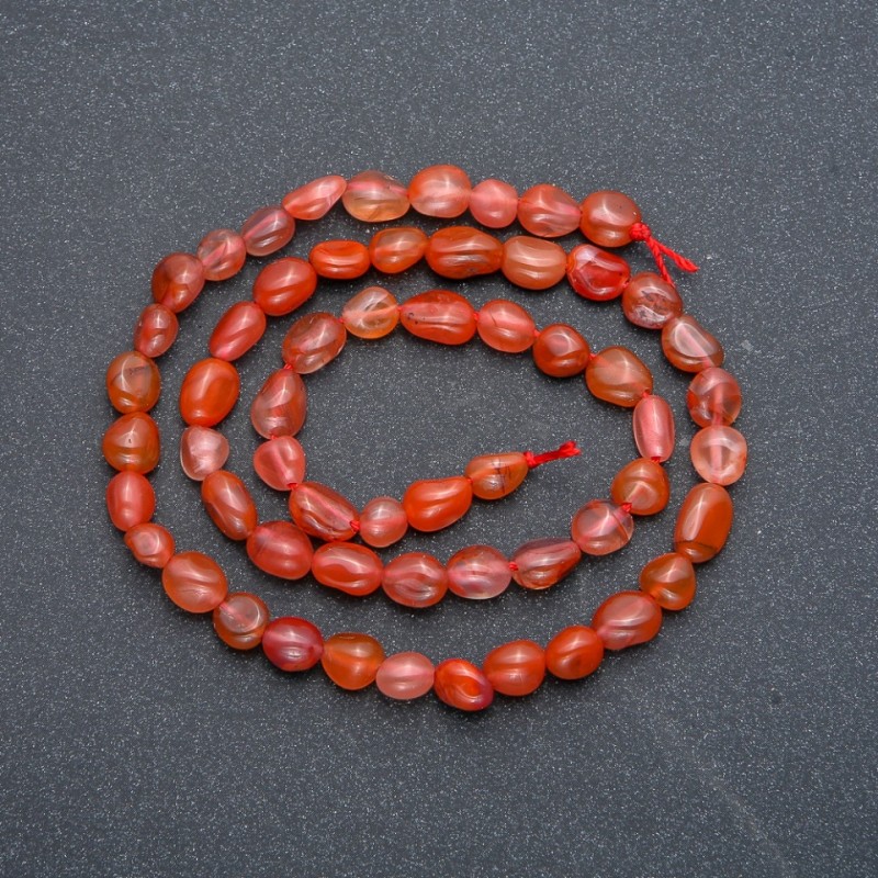 Carnelian and Sardonyx Beads on Thread, Heishi Tumbled 8×6mm, 40cm Length +
