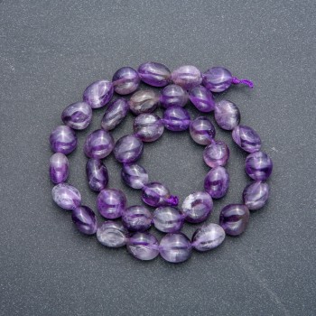 Amethyst Beads on Thread, Round Faceted Bead, 8×10 mm, 40 cm Length +