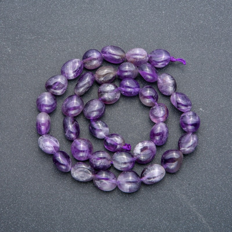 Amethyst Beads on Thread, Round Faceted Bead, 8×10 mm, 40 cm Length +