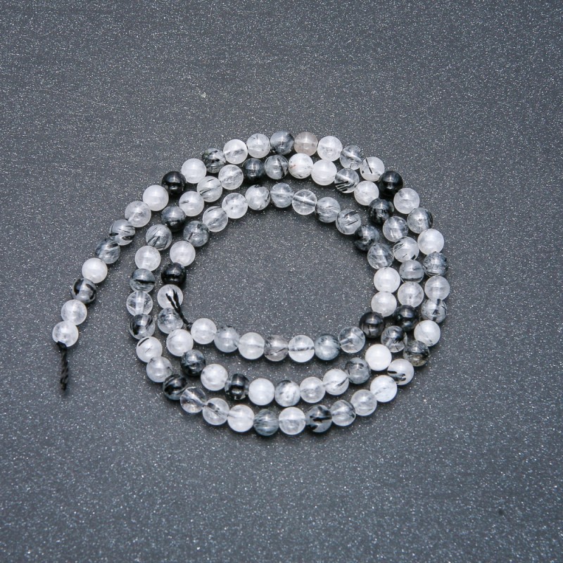 Rutilated Quartz Beads on Thread Smooth Round Bead 4mm Diameter, length 39cm