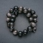 Beads on a Thread - natural stone Silver Obsidian smooth round beads 14mm diameter +-, length 39cm +