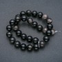 Beads on thread Natural Stone Silver Obsidian Smooth ball, diameter 12mm + -, length 39cm +