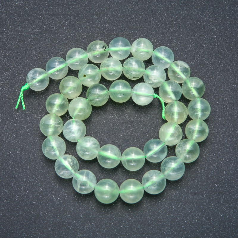 Prehnite beads on a thread Smooth ball 10mm diameter + length 39cm +