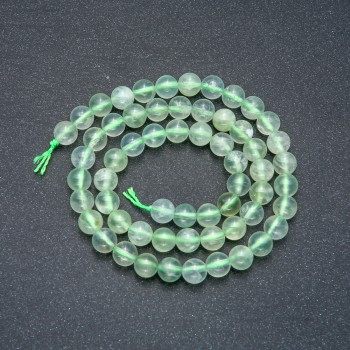 Prehnite Beads on Thread - Smooth Round Bead, 6mm diameter ±, 39cm length ±