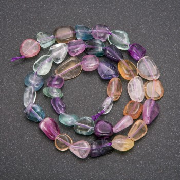 Fluorite Beads on Thread, natural stone, diameter ±7-10mm, length 40 cm