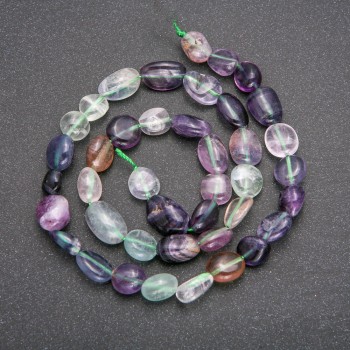 Fluorite Beads on Thread, natural stone, d ±7–9mm, 40 cm length