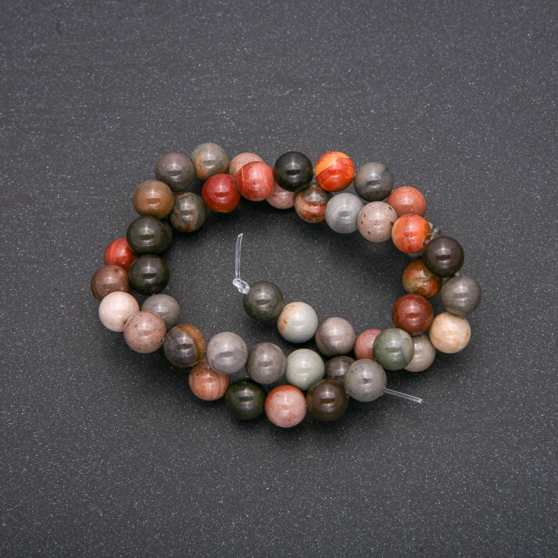 Jasper beads round smooth 8mm on thread, length 38cm (+ -)
