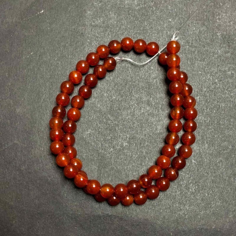 Carnelian Beads Smooth Round 6mm on Thread 38cm (+ -)
