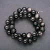 Natural stone beads Silver Obsidian smooth round bead, diameter 10 (+ -) mm, thread length 38cm