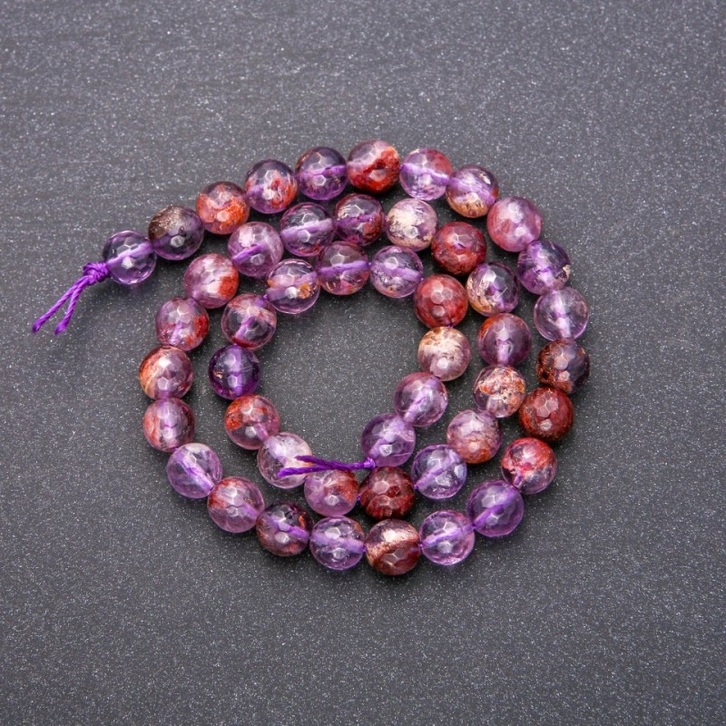 Amethyst Beads, natural stone, faceted round beads, 8 mm diameter (+/-), 38 cm length