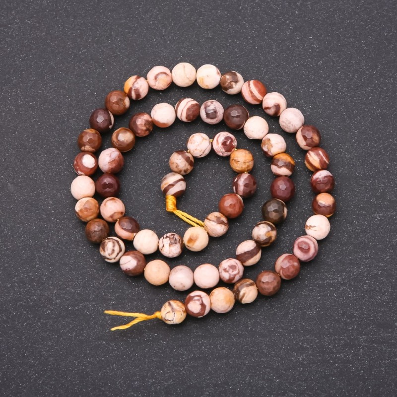 Jasper Beads on a Thread, Faceted Round Beads, 6 mm diameter (+/-), 38 cm length