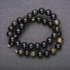 Natural stone beads on thread Sunstone Obsidian smooth round bead 10mm diameter, 38cm length