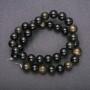 Natural stone beads on thread Sunstone Obsidian smooth round bead 10mm diameter, 38cm length