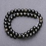 Sunstone Obsidian Beads on thread – smooth round beads, 8 mm diameter (+/-), length 38 cm