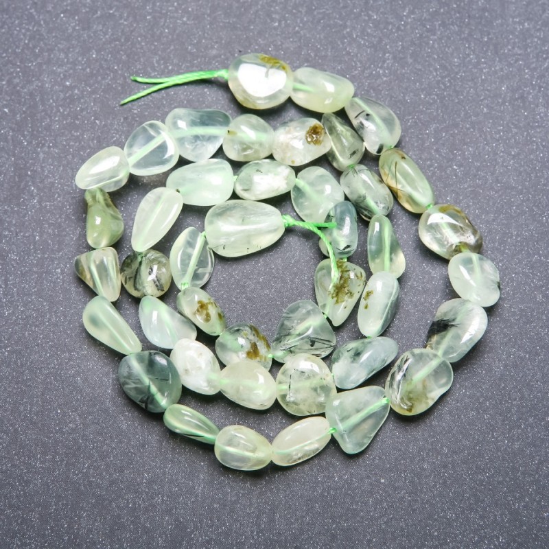 Prehnite Nugget Beads, 9×12mm, on thread, length 38cm
