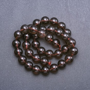 Beads Smoky Topaz (piece) on thread, smooth round bead, diameter 10mm±, length 38cm±