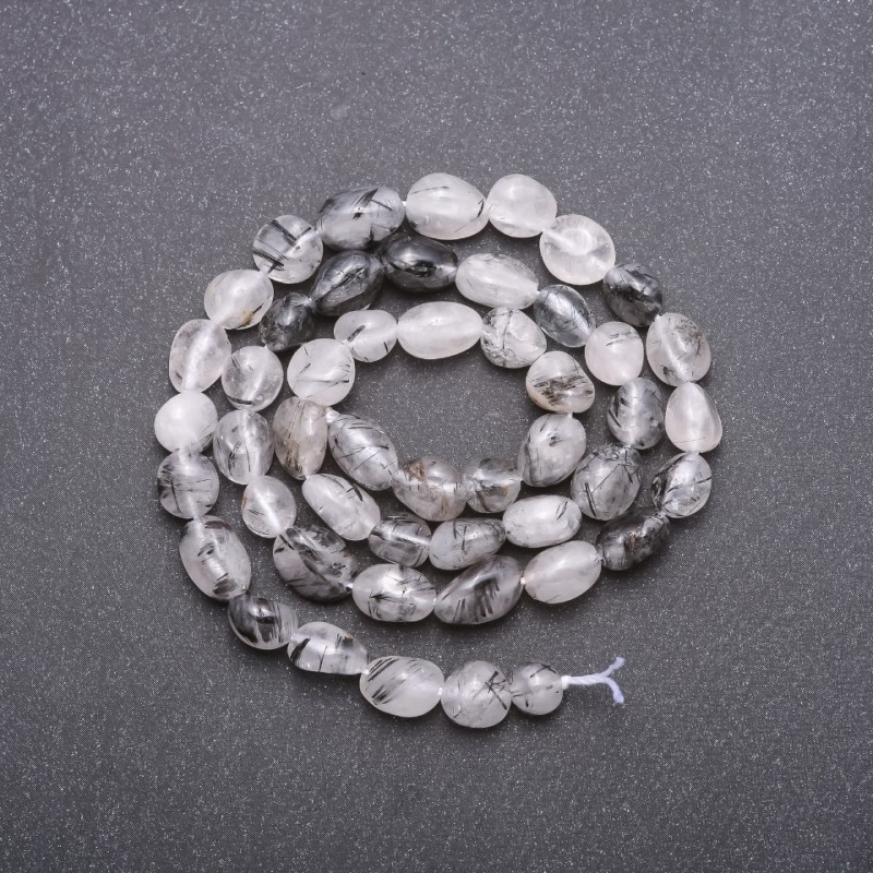 Rutilated Quartz Beads "Fortis" Black on thread Faceted, diameter 7 (+ -) mm, length 40cm
