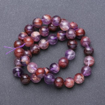 Amethyst Beads, natural stone, smooth round 10mm diameter, 38cm length