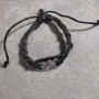 Bracelet with metal insert Assorted, length 18-22 cm, thickness 10 mm Eco leather colour black with pull clasp