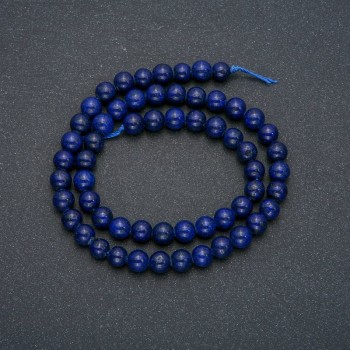 Lapis lazuli beads on thread, smooth round beads 7mm dia. ±, length 38cm ±