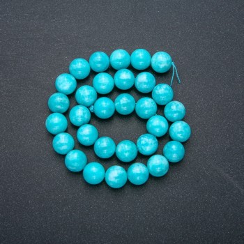 Aquamarine natural stone beads round smooth bead 12mm diameter, length 38cm +