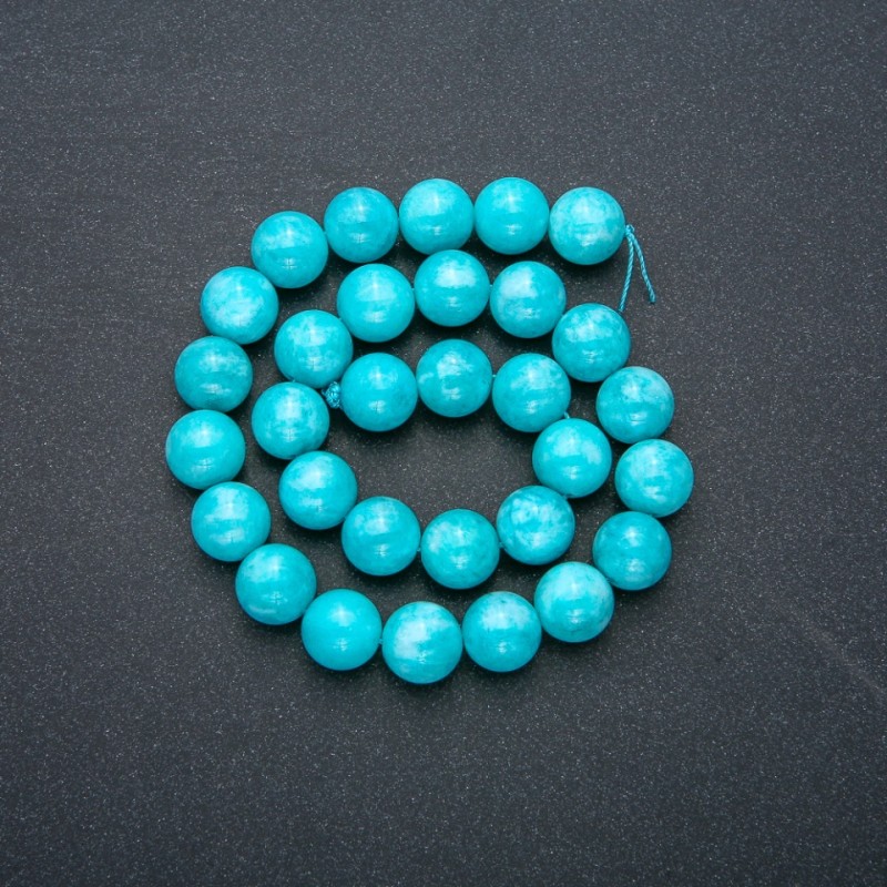 Aquamarine natural stone beads round smooth bead 12mm diameter, length 38cm +