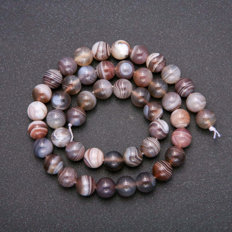 Botswana Agate Beads natural stone smooth round 8mm dia. ± on thread 38cm ±