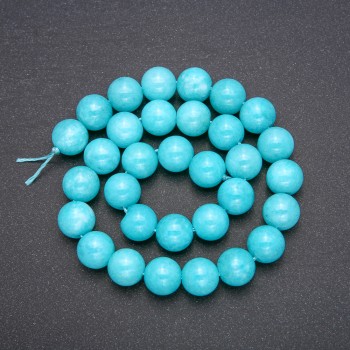 Aquamarine Beads round smooth 12mm bead strand, length 38cm (+ -)