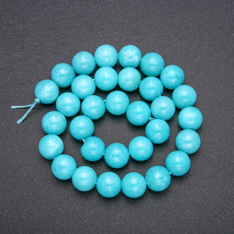 Aquamarine Beads round smooth 12mm bead strand, length 38cm (+ -)