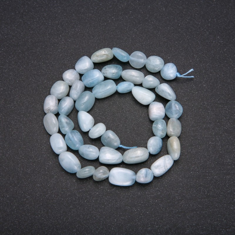 Aquamarine Beads, faceted, 8x12 mm, length 38 cm