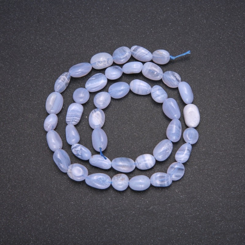 Blue Agate Beads - Tumbled, 9 mm diameter, 38 cm length