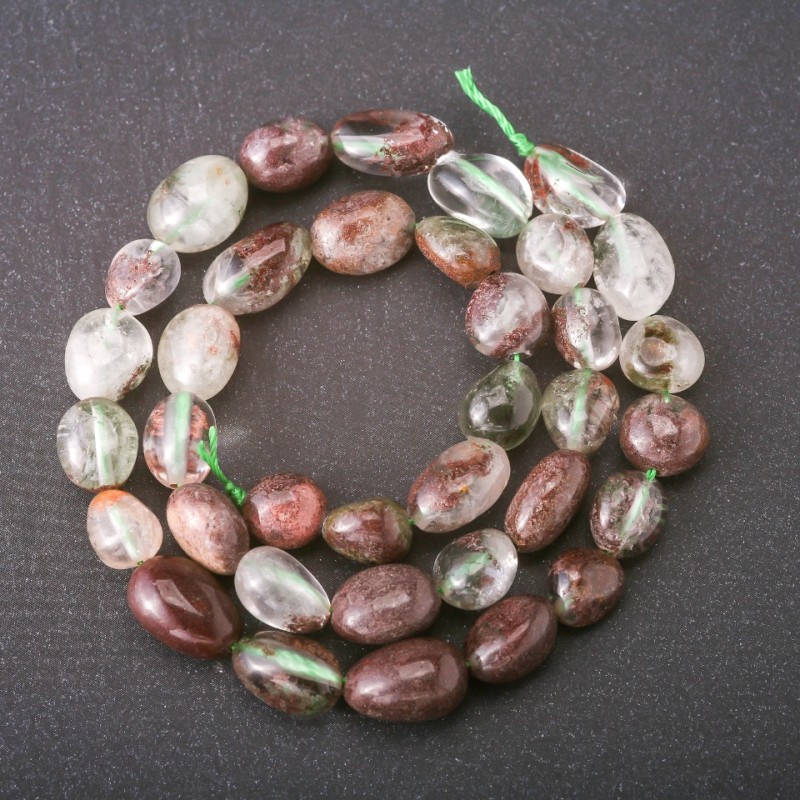 Moss Agate Beads, faceted 8×12 mm, thread length 38 cm