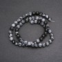 Beads on fishing line Snow Obsidian Apache Tears smooth sphere, diameter 6 (+ -) mm, length 38cm