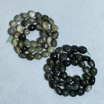 Moss Agate Beads, Faceted Round 9x12mm, Length 38cm +