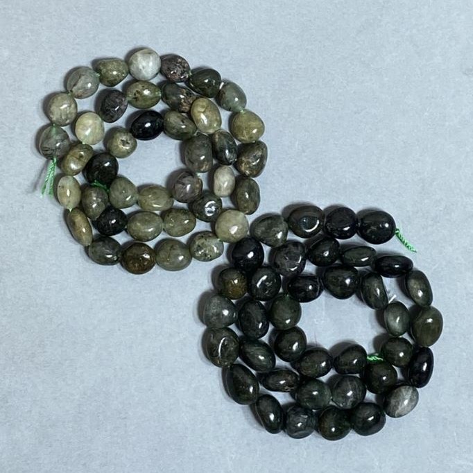 Moss Agate Beads, Faceted Round 9x12mm, Length 38cm +