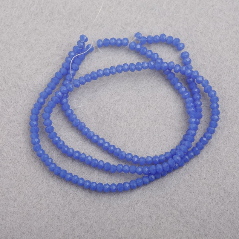 Beads Czech Crystal on Thread, 3mm Glass Matte Blue, Length 41cm