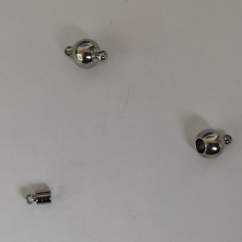 Magnetic clasp for jewellery, 8×13mm, colour: silver metal