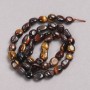 Beads on a Thread - Natural Stone Tiger's Eye, Hawk's Eye, Bull's Eye Beads 6x8mm, length 39cm