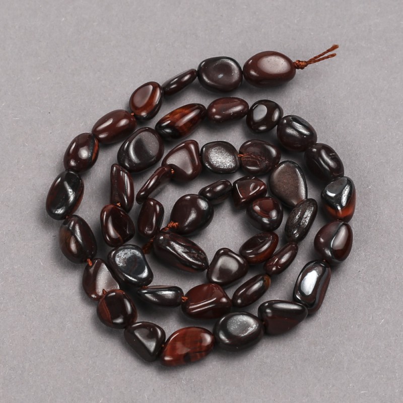 Tiger’s Eye Beads on Thread, Faceted, 10×8mm, approx. 39cm length