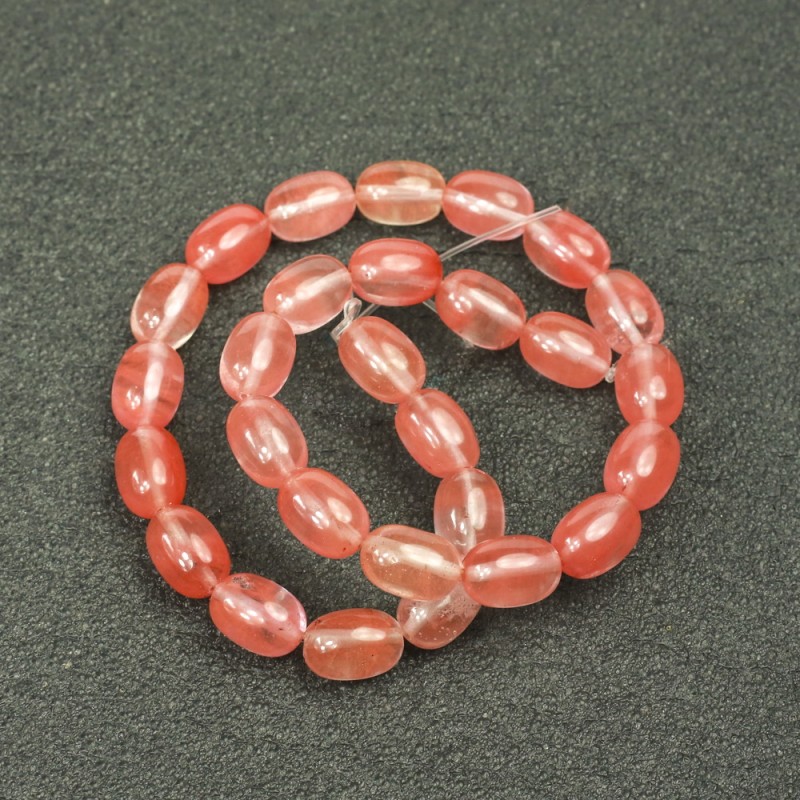 Chalcedony Beads on Thread Barrel Shape 10×14mm, on Thread, ~39cm Length