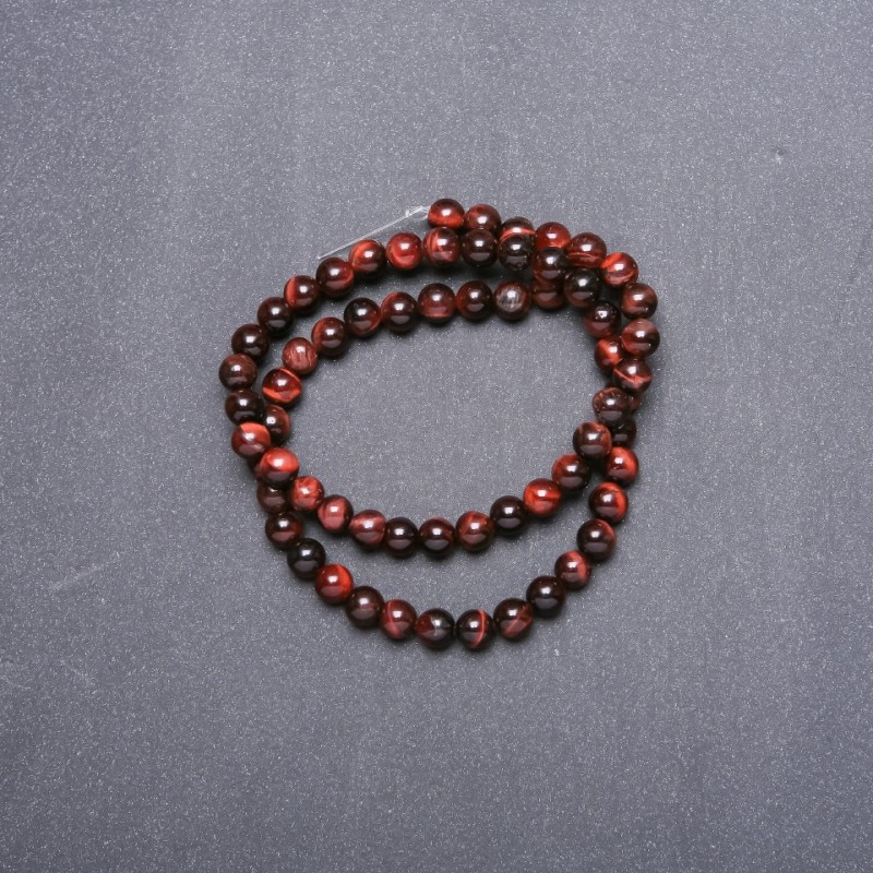 Tiger's Eye Beads on Thread, 6mm Diameter, 38cm Length