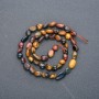 Beads on thread of natural stones Tiger's Eye, Hawk's Eye and Bull's Eye – faceted 8×6 mm, length 40 cm +