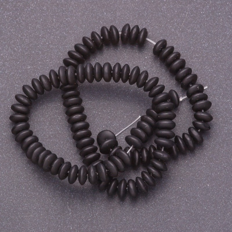 Shungite (Artificial) Beads On String, Smooth Rondelle, Diameter 6x3mm+/-, Length 41cm+