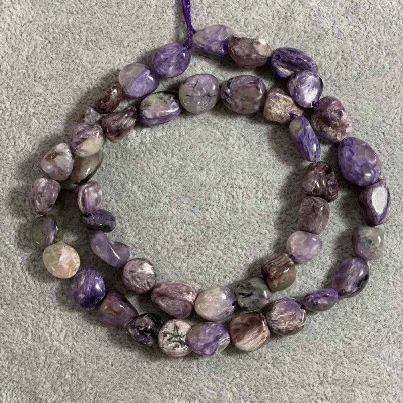 Charoite Beads on Thread, faceted, 10x8mm, length 41cm +