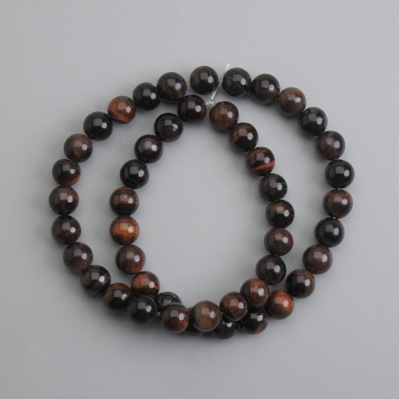 Tiger's Eye Beads, Smooth Round 8 mm, on Thread, 38 cm ± length