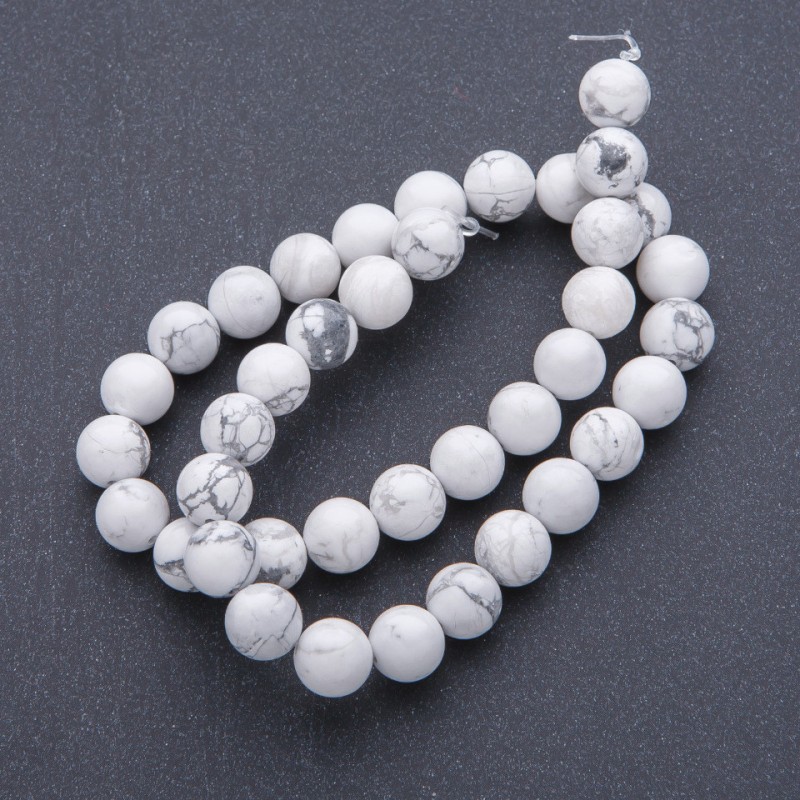Kaholung natural stone beads on thread, ball shape, diameter 10mm, length 39 cm