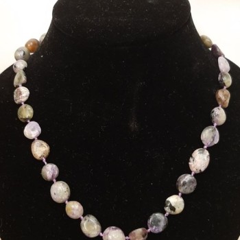 Charoite Necklace of natural stone faceted beads, diameter 10x12mm, length 50cm