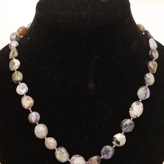 Charoite Necklace of natural stone faceted beads, diameter 10x12mm, length 50cm