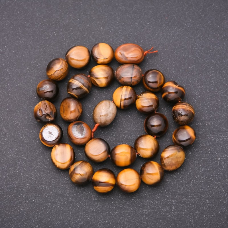 Tiger's Eye Beads on Thread, Faceted, 9×13 mm (±), Length 38 cm